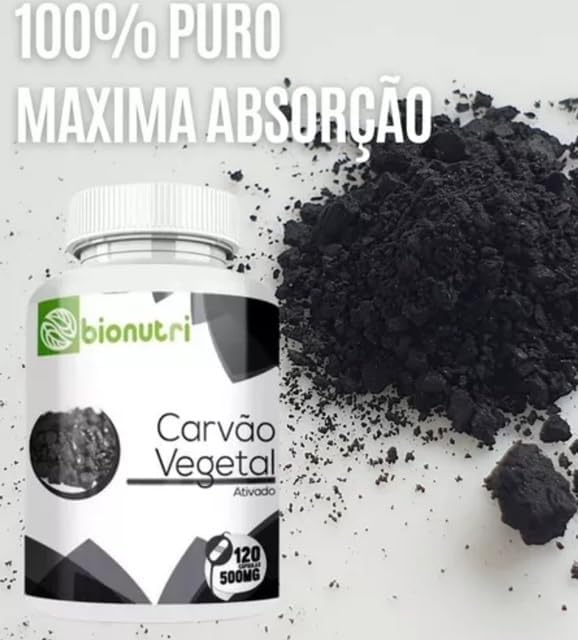 Miniatura 2 de Bionutri Carbón Activado - Carvao Vegetal 500 Mg por Cápsula (120 Cápsulas)