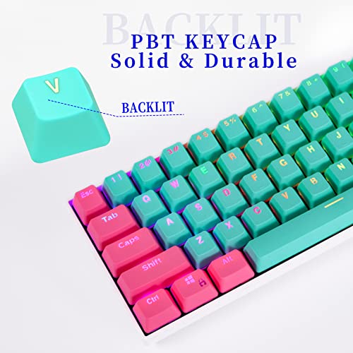 Image of Guffercty kred PBT Keycaps 60 Percent with 6.25U Spacebar OEM Profile for Cherry MX Switch Mechanical Gaming Keyboard (Miami-V2)