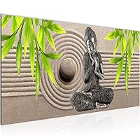 Quadro Murale Tela Non Tessuta Runa Art – Spiaggia Feng Shui, Marrone/Beige, Con Bordi Stampati, Senza Cornice