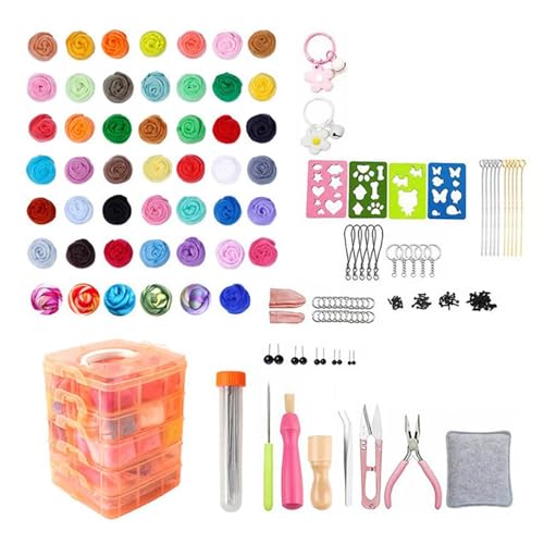 Kit de feutrage à l'aiguille débutant avec fournitures de laine de 36 et 48 couleurs