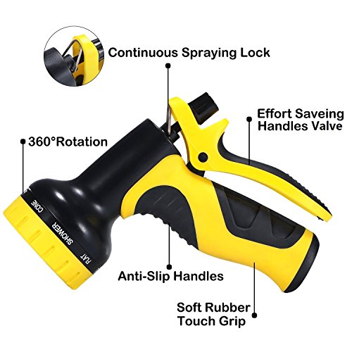 BangShou tuinslangbuis 15m/50ft Watering Set, 9-patroon spuitpistool, sterke TPS slang, massief messing Connector fitting, extra sterkte uitbreidbaar weefsel, met tuinslang mondstuk spuitpistool Spray Gun