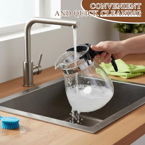 Ziyonix Glas Teekanne Mit Siebeinsatz, 1.8L Klarer Teekessel, Teekanne mit Einem Knopfdruck zum Filtern, Glasteekanne für losen Tee Fruchttee Grüntee