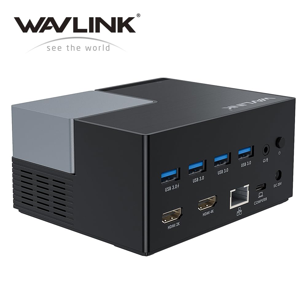 Stacja dokująca USB C z dwoma monitorami i 2 portami HDMI, stacja dokująca WAVLINK z podwójnym HDMI, wejście 130 W -PD, 4 porty USB-A, Gigabit Ethernet, audio, kompatybilna z Mac/Dell/HP/Lenovo