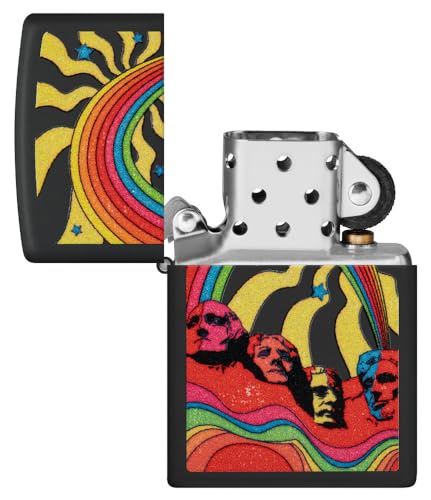 Zippo Hippie Mt Rushmore Diseño Negro Mate miniatura 4