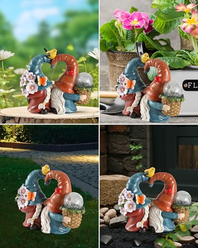 Istatue OUTDOOR STATUE Solar-Powered 8.3'' Spring Summer Kissing Gnomes Decorations For Home & Garden - Decorative Outdoor Lawn Ornaments And Statues Clearance thumb #2