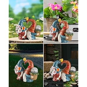 Istatue solar powered 83 spring summer kissing gnomes decorations for home garden decorative outdoor lawn ornaments and statues clearance loved gnomes  urban country home decor