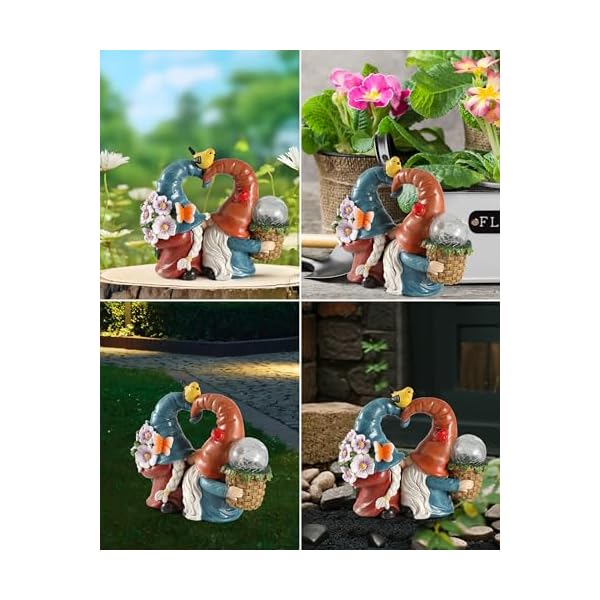 Istatue solar powered 83 spring summer kissing gnomes decorations for home garden decorative outdoor lawn ornaments and statues clearance loved gnomes  urban country home decor
