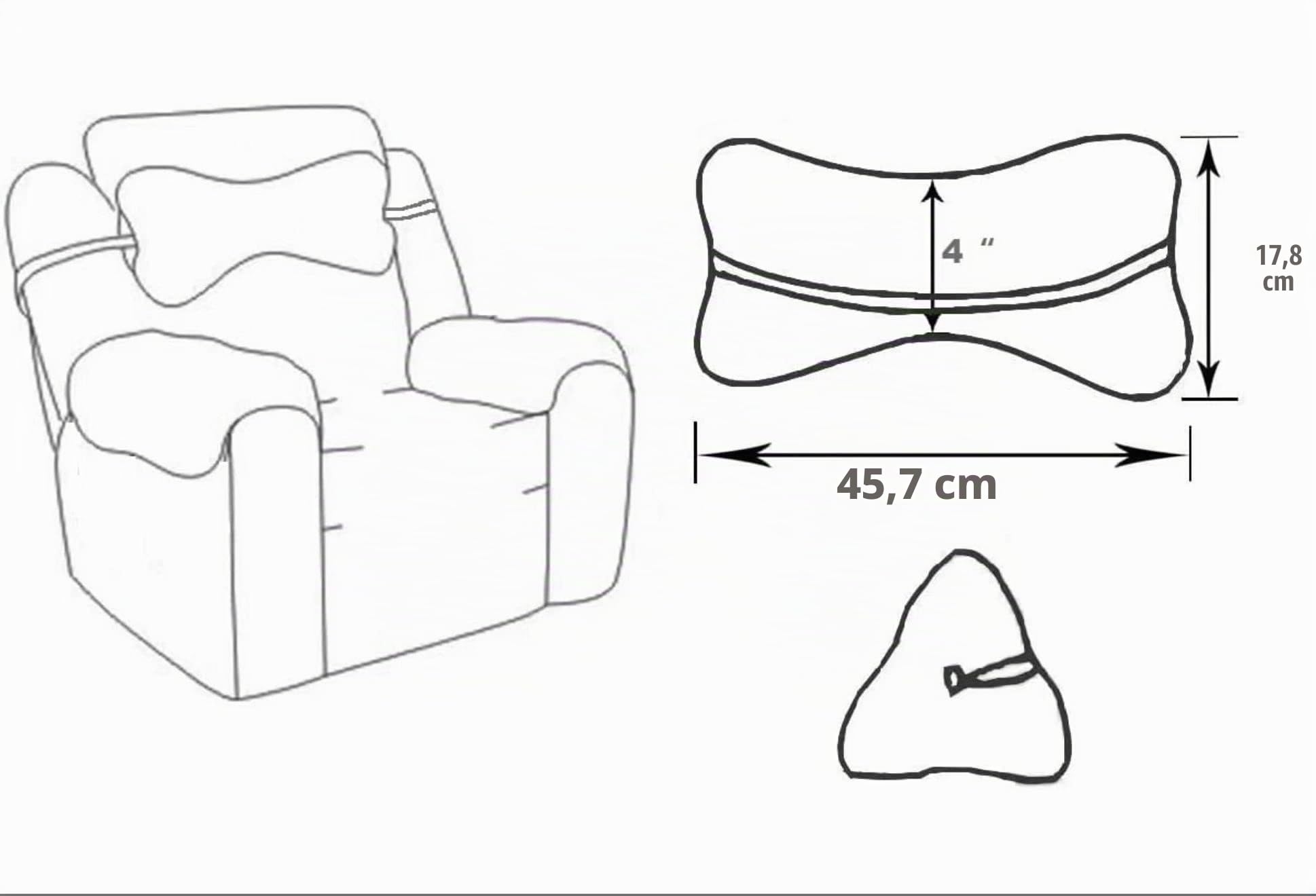 Almohada de cuello suave en forma de hueso para sofá, sillón, sillón reclinable, silla de oficina, aviones, gran apoyo para aliviar el dolor o apoyo para cuello, cabeza y cintura (gris)