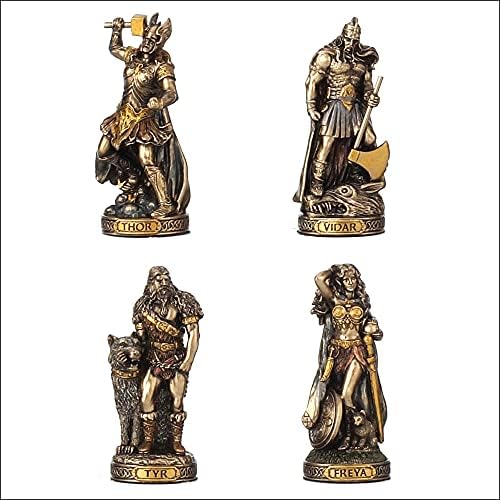 Veronese Design Bronze Finished 12 Piece Norse Gods and Goddesses Miniature Statue Set