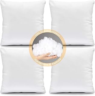 Fixwal 26x26 Inches Throw Pillow Inserts Set of 4, White Polyester Indoor Decorative Pillow Inserts, Square Form Pillow Stuffer for Bed Couch Car
