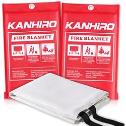 KANHIRO Fire Blanket Emergency for Home Kitchen - Fiberglass Fire Suppression Blanket Great for School, Fireplace, Grill, Car, Office, Warehouse (2 Pack, 39 in X 39 in)
