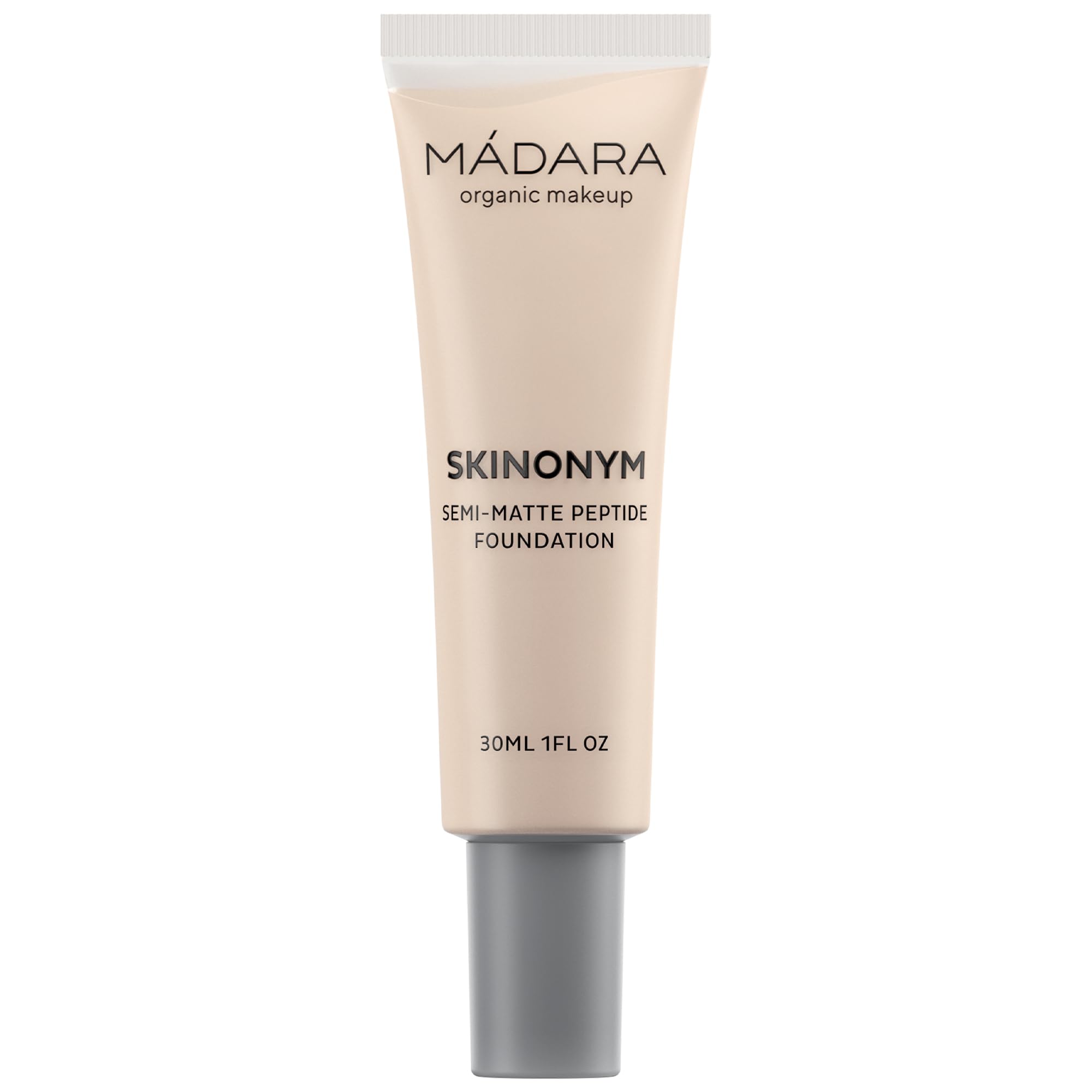 MÁDARA Skinonym, fondotinta peptide semi-opaco #15 STONE, potenziato da peptidi che supportano collagene, finitura semi-opaca, si adatta alla consistenza della pelle, 30 ml