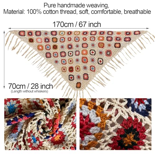 SMDPPWDBB Handmade Crochet Fringed Poncho Cape Shawls Wraps Granny Square Womens Coat Sweater2