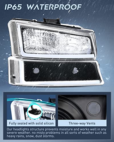 Image of Nilight Headlights Assembly LED DRL for Chevy Silverado Avalanche