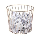 Rose Gold Draht Papierkorb | Mehrzweck-Aufbewahrungskorb | Dekorativer Vorratsbehälter mit diagonalen Linien | Unter Schreibtisch Draht Papierkorb | M&W