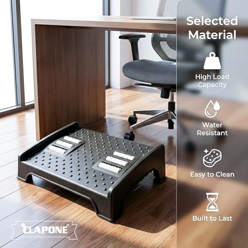 Image of Foot Rest for Office Chair with Acupressure Points & Roller | Under Desk Footrest for Office Table, Home, Sofa & Work Desk Under Desk Footrest with Acupressure & Roller (Black, Foot Rest)