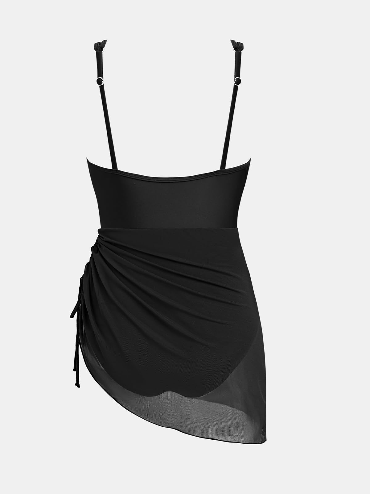 CUPSHE Damen Badeanzug Tummy Control Mesh Sheer Sarong Drawstring Adjustable Einteilige Bauchweg Bademode