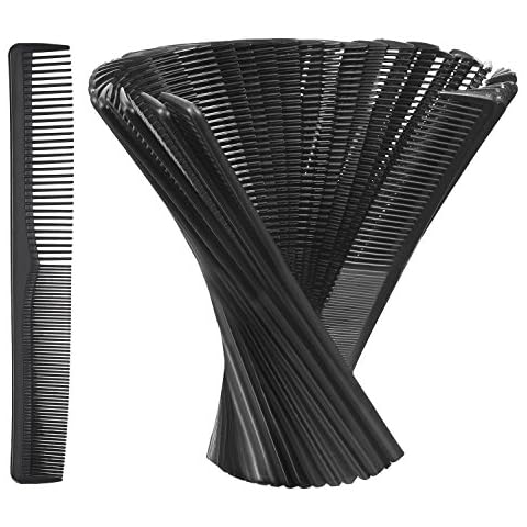 Hestya 36 Pack Hair Comb Bulk 7 Inch Carbon Fiber Cutting Comb All Purpose Combs for Men Women Plastic Hairdressing Styling Combs for Salon or Hotel Hair Care, Black Cover