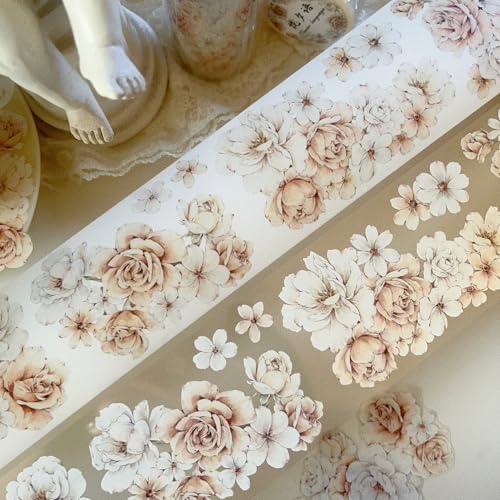 RICHTAPES YiEr Vol12 Hua Xi Yu,Floral Washi Paper PET Tape Stickers,Original Design,for Scrapbook Supplies,Scrapbook Tape Stickers,Junk Journal Supplies