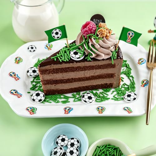 Image of Edible Soccer Sprinkles, Green Jimmies and 10Pcs Soccer Ball Candy Mix | World Cup Celebration, Sports Themed Birthday Party Baking, Cake Decorating, Cookies Decorations, Cupcake Toppers