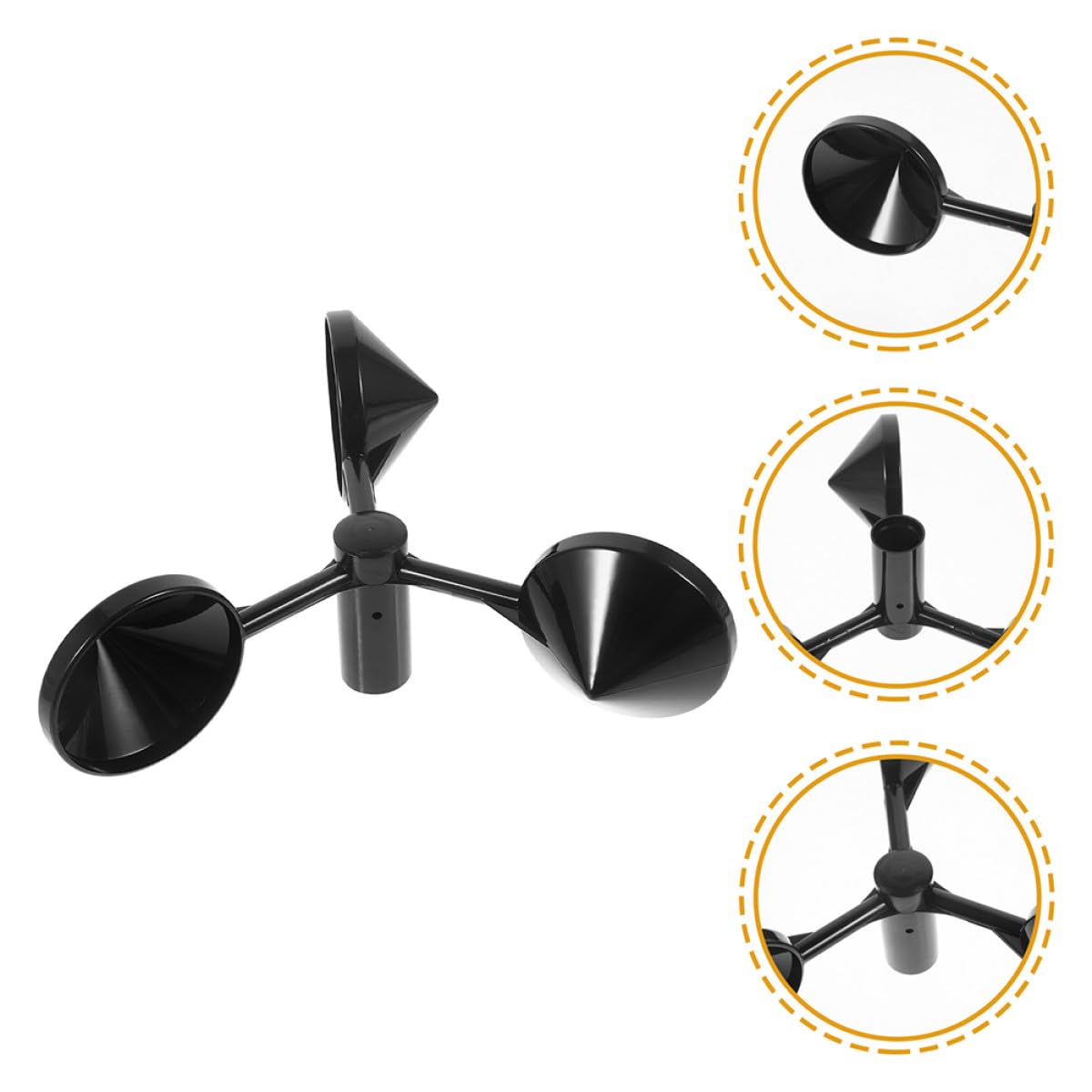 Amosfun Boîtier D’anémomètre Extérieur Abs Noir, 2 Pièces, Capteur de Mesure du Vent à 3 Coupelles pour Surveillance la Vitesse la Direction du Vent