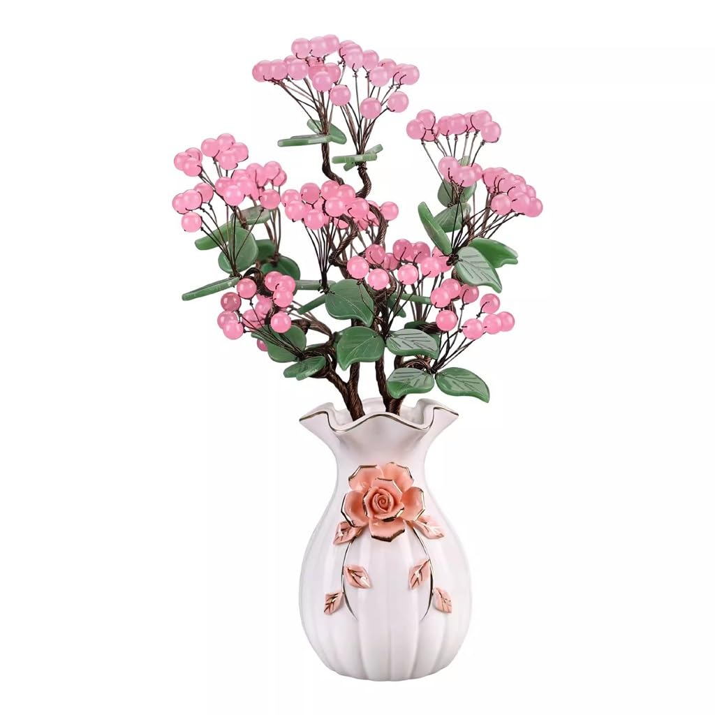 DFGHNBVC Artificial Bonsai Tree Chalcedony Jade Ornament Home Living Room Furnishing Entrance Partition Tv Cabinet Decoration Craft Ornament Desktop Display Fake Plant Greenery Decor,