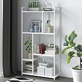 Estantería de 4 niveles con marco de metal, moderna estantería industrial abierta para plantas y flores, para el hogar, oficina, fácil montaje, color blanco, 63 x 24 x 120 cm