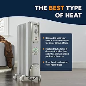 De'Longhi Oil filled Radiator Heater, 1500W Electric Space Heater for indoor use, portable room heater, Energy Saving, full room like office and bedroom with safety features, EW7707CM DeLonghi Oil filled Radiator Heater 1500W Electric Space Heater for indoor use portable room heater Energy Saving full room like office and bedroom with safety features EW7707CM