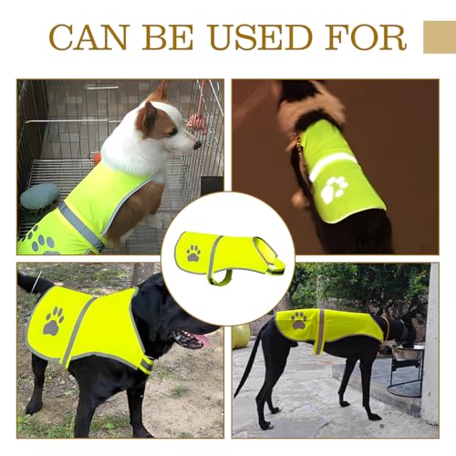 Reflektierende Sicherheitsweste für Hunde L, Weste Reflektierenden für Haustiere Verstellbar, Warnweste Hund Pflegeleicht, Dog Light Up Vest mit Pfotenabdruck und Klettverschluss