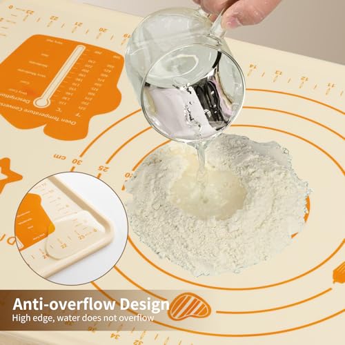 Image of DANIA & DEAN Silicone Baking Mat - Upgrade 26x16 Inch Extra Thick Pastry Mat with Measurements, Non-Slip and Reusable, Kneading Dough Mat for Kitchen Counter, Bread, Cookies, Pizza, Fondant, Pasta