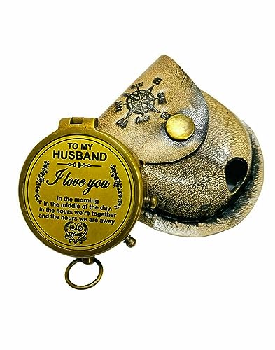Brújula Grabada "To My Husband" con Estuche de Cuero, Compass de Navegación miniatura 4