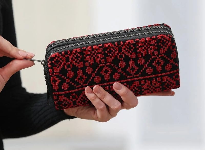 2 Zipper Large Embroidered Wallet – Spacious & Stylish Clutch for Women with Double Zipper, Traditional Stitching2