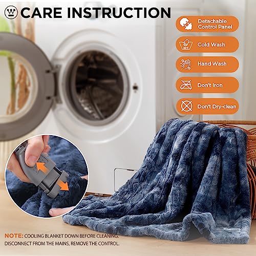 Image of Westinghouse Electric Blanket Full, Faux Fur Heated Blanket with 10 Heating Levels & 1-12 Hours Auto Off, Soft Cozy Sherpa Heated Blanket Washable Blanket (80 inch x 84 inch Full Size, Indigo)