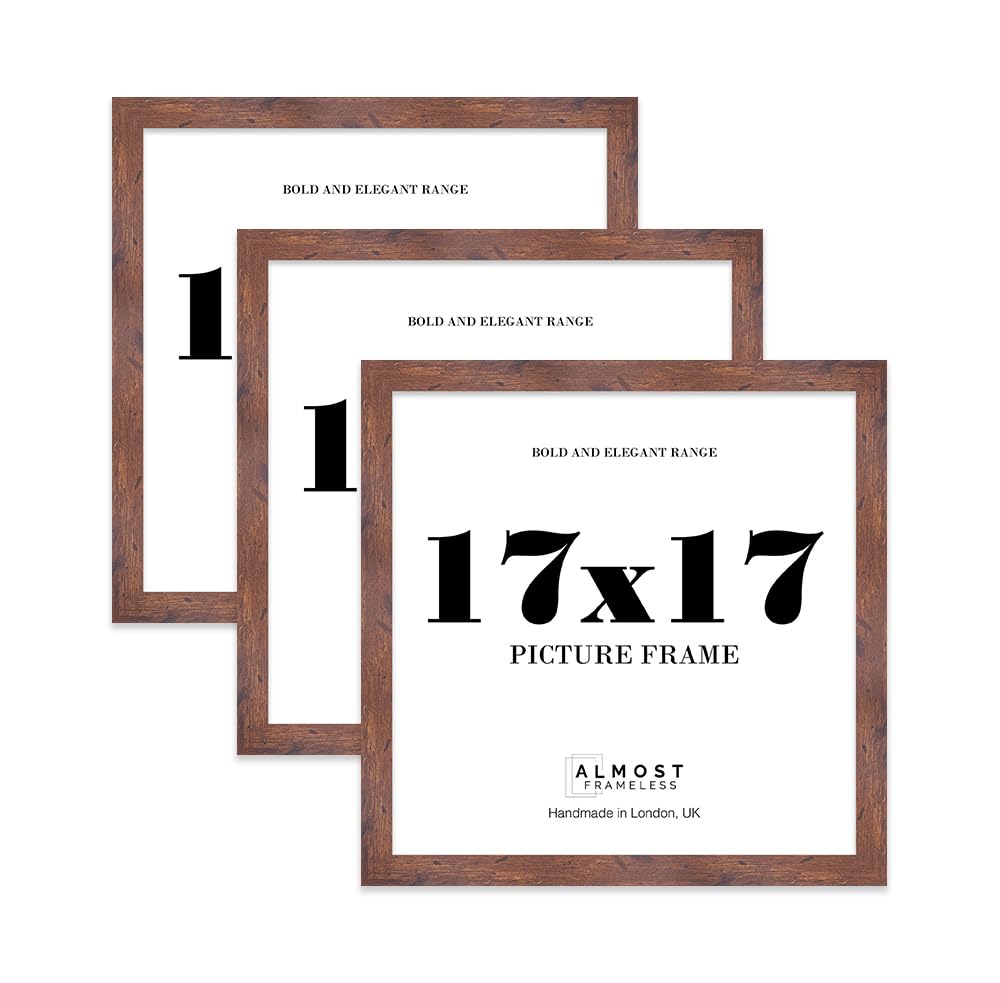 17x17 Photo Frame, Display 17x17" Pictures (22.9 x 15.2cm) Picture Frame for wall Display - Rustic Wood - 3 Pack — image 1