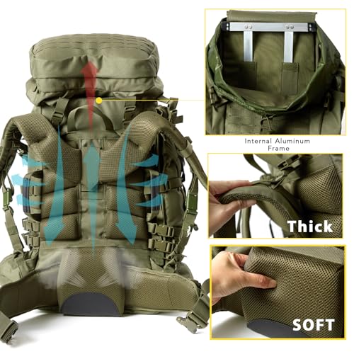 Image of MT Military Army Large Rucksack with Detacheable Assault Backpack Hydration Pack Shoulder Straps and Waist Belt Metal Frame | Detacheable