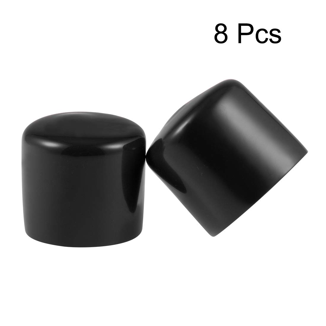 Uxcell 8pcs Black Rubber End Caps - 1 1/2 Inch (38mm) ID, Vinyl Round Screw Thread Protectors For Pipes & Furniture