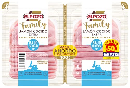 ElPozo Family Jamón Cocido Loncha Fina 2x225g