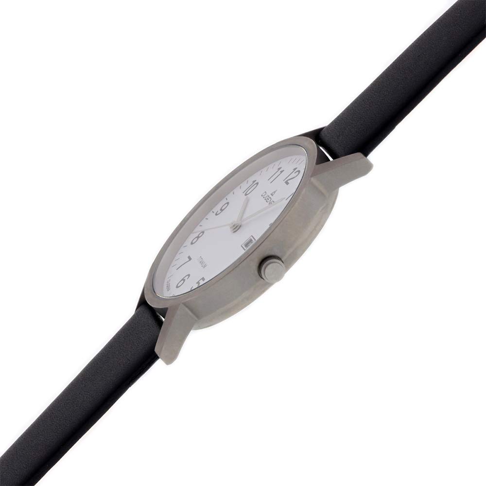 Dugena Herren-Armbanduhr 4460999 Novum, Quarz, weißes Zifferblatt, Titangehäuse, Mineralglas, Lederarmband, Dornschließe, 5 bar