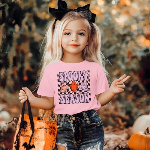 BOUTIKOME Halloween Shirts for Toddler Baby Boys Girls Spooky Season T-Shirt Kids Cute Ghost Graphic Tees Short Sleeve Tops2