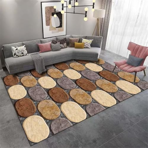 Tapis grande taille 200x300cm design effet pierre salon