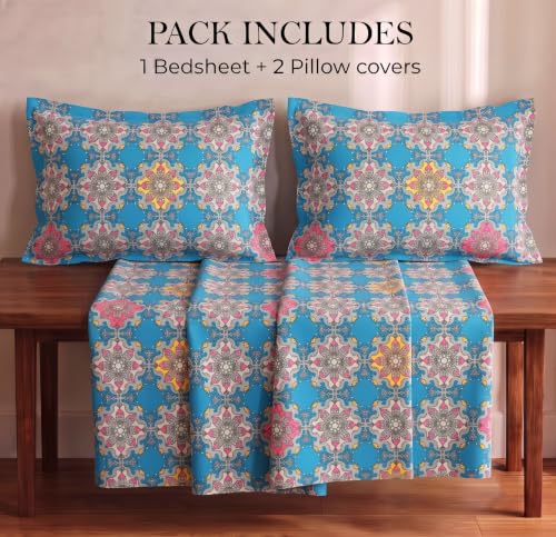 Image of VAS COLLECTIONS 240 TC Cotton Double Bedsheet with 2 Pillow Covers, Ultra Soft & Breathable Bed Sheet Set, Skin Friendly, Fade Resistant, Easy Care Bedding, 90 x 100 Inches - Powder Blue