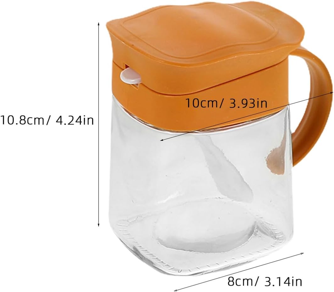 POPETPOP Glass Condiment Jars 3pcs Set with Flip Lids, Glass Kitchen Seasoning Storage Boxes for Spices, Airtight Sealing Containers for Countertop Use