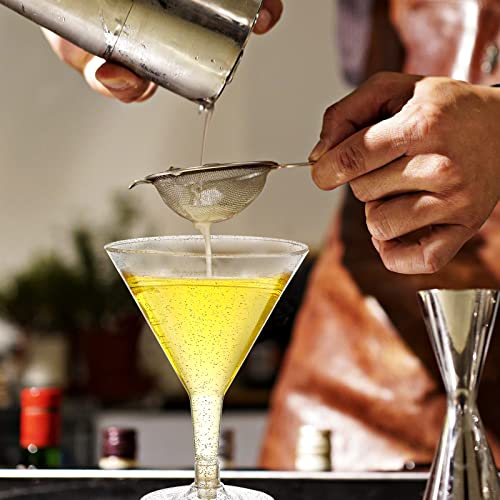 Willbond 60 Pieces Gold Glitter Plastic Martini Glasses Set 6.5 Oz Disposable Cocktail Glasses Stemmed Plastic Margarita Glasses For Wedding Party Wine Champagne Coupe Appetizer Dessert Mousse Supply #TOP6