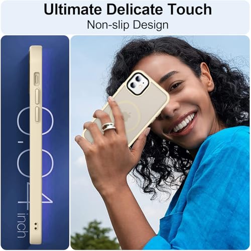 Image of MOCCA Magnetic Shockproof for iPhone 12 Case,Light Gold | Fits iPhone 12 /12 Pro | 10ft Drop | Compatible with MagSafe | Anti-Slip Matte | Raised Camera & Screen Lip | Ultra-Slim