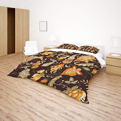 Housse de couette fleurs rétro 3 pièces et taies d'oreiller - 5