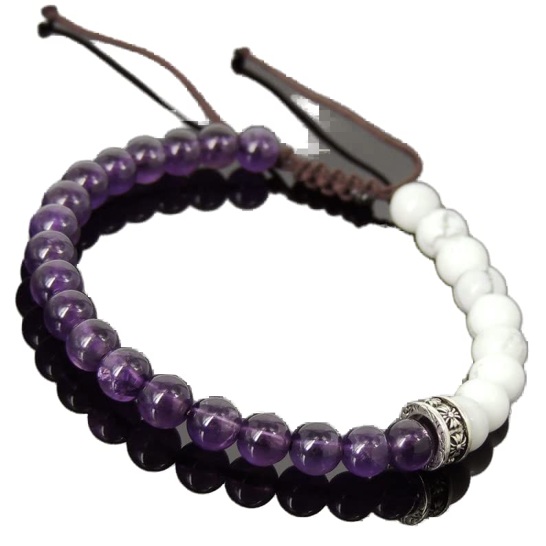 Bracelet améthyste et howlite 6mm pour la méditation et les séances de yoga quotidien