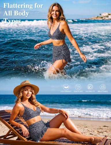 Image of Blooming Jelly Women's High Waisted Bikini Sets Tummy Control Bathing Suit Two Piece Swim Suit 2026 Retro Swimsuit