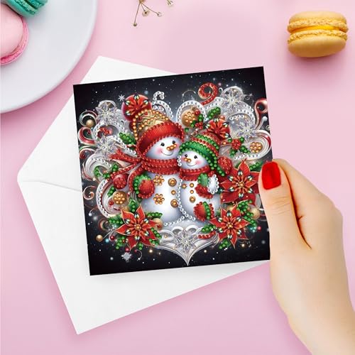 LFSX0828 12 Pcs DIY Diamond Painting Card Kit with Envelope, Diamond Art Birthday Cards for Adults, Art Crafts Kit Creative Gift (Santa Claus)