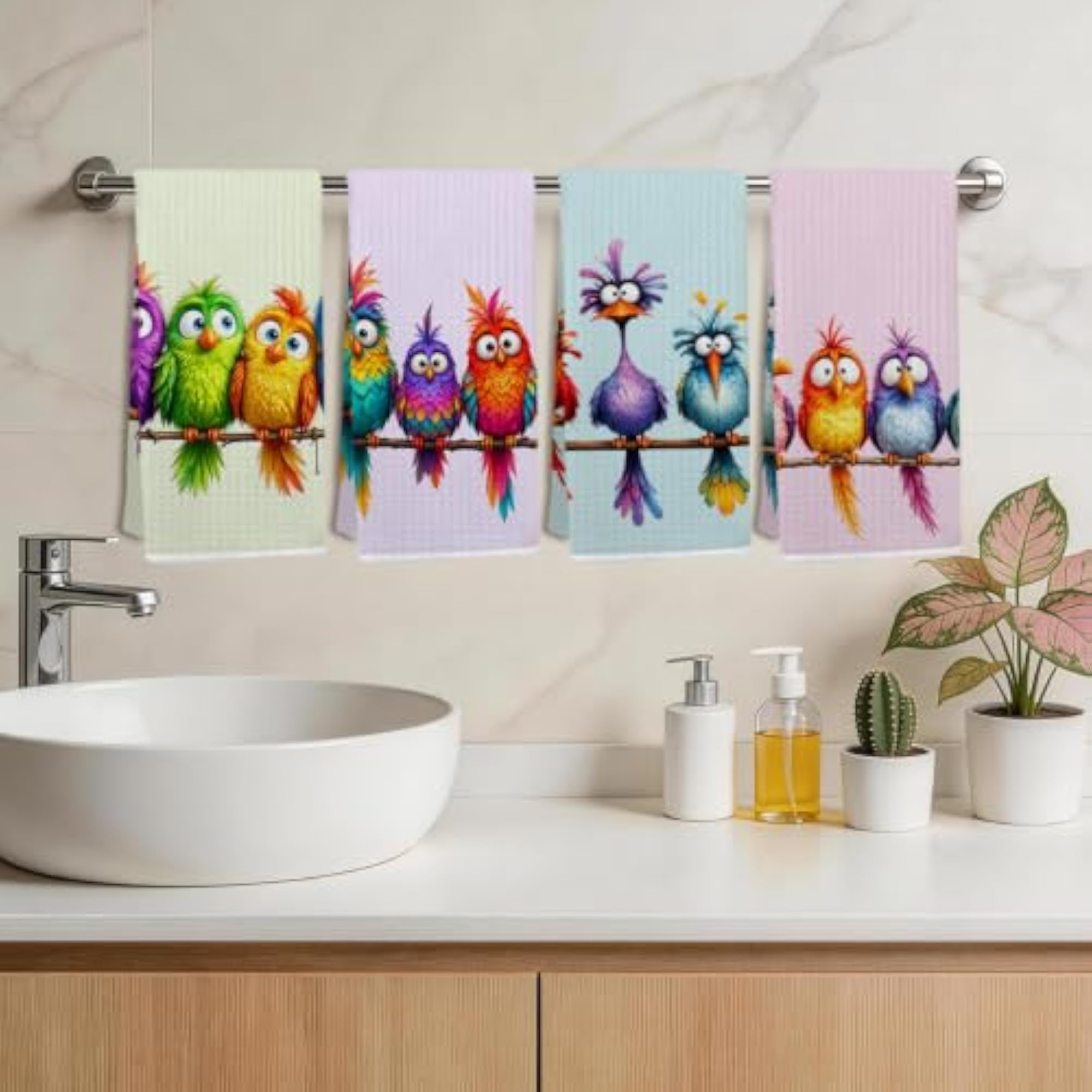 Funny Bird Kitchen Towels, Microfiber Tea Dish Towel