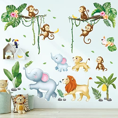 Decalile Onkey Clibing Tree Wall Decals Jungle Anials Autun Leaf - View #7